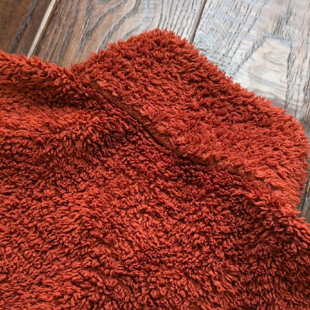PATAGONIA I Los Gatos Burr Rust Orange Fleece Sherpa 1/4 Zip Pullover Top, L - Picture 12 of 13